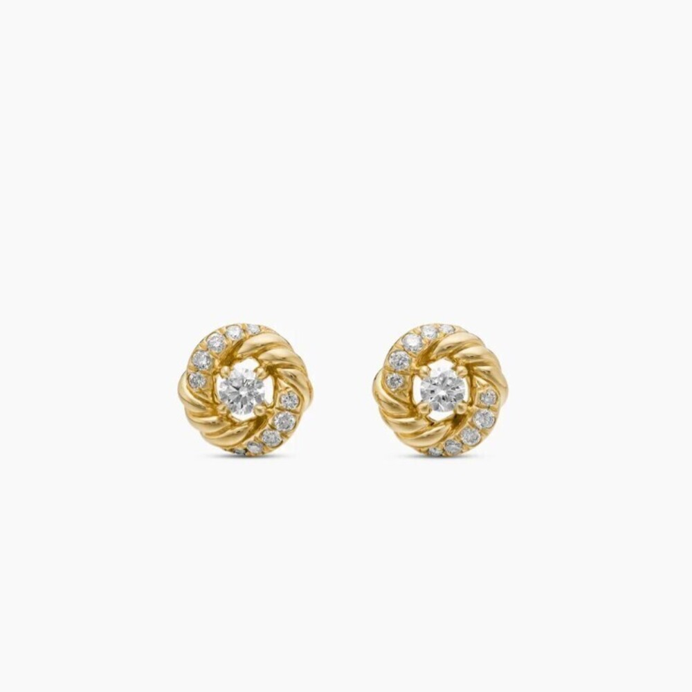 David Yurman small gold and white diamond pyramid earrings